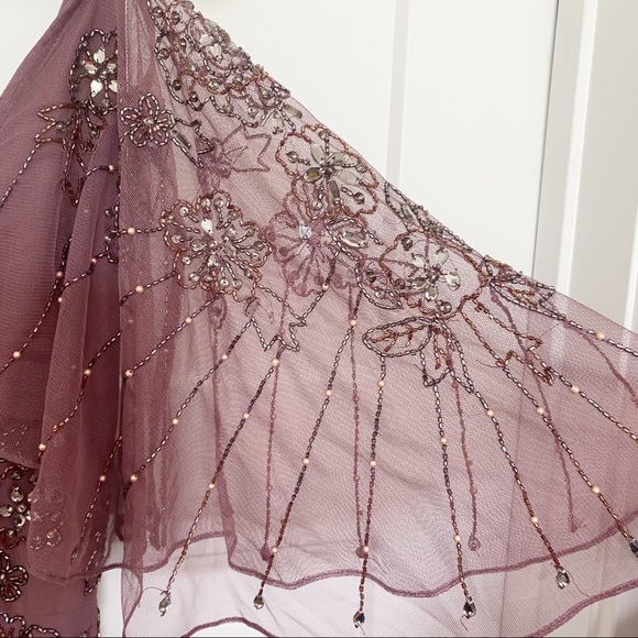 ASOS Floral Embellished Cape Midi Dress Dusty Purple Size 4 - Picture 12 of 15